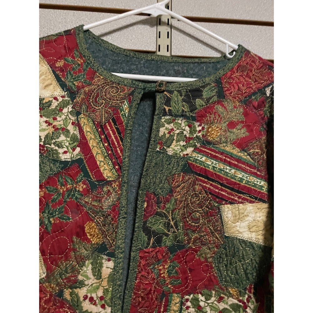 Quilted Patchwork Christmas Holiday Jacket Women'… - image 3